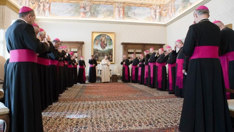 Encuentro del Papa con los obispos polacos durante la Visita ad limina de octubre de 2021