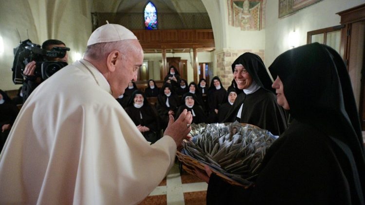 Pope Francis visits the Poor Clare Convent in Assisi