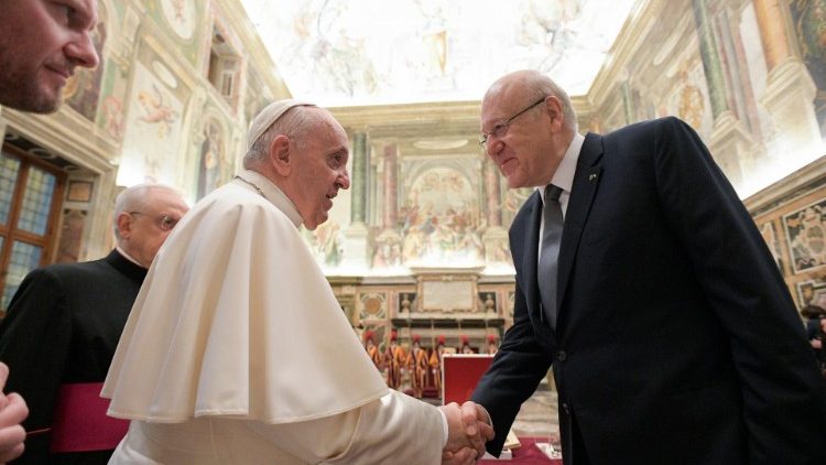 教宗与黎巴嫩总理米卡提
