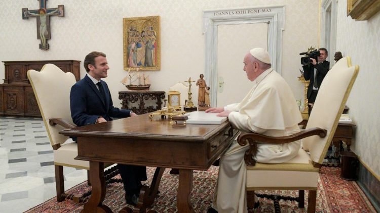 Pope Francis and French President Emmanuel Macron
