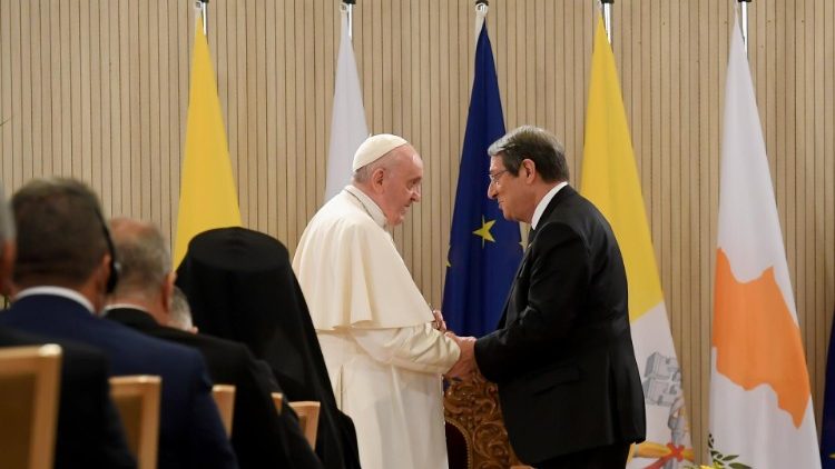Pope Francis meets with the President of the Republic of Cyprus, Nikos Anastasiades on 2 December