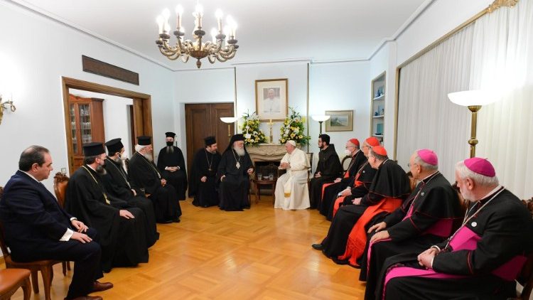 2021.12.05 Viaggio Apostolico a Cipro e in Grecia  Visita di Sua Beatitudine Ieronymos II nella Nunziatura Apostolica