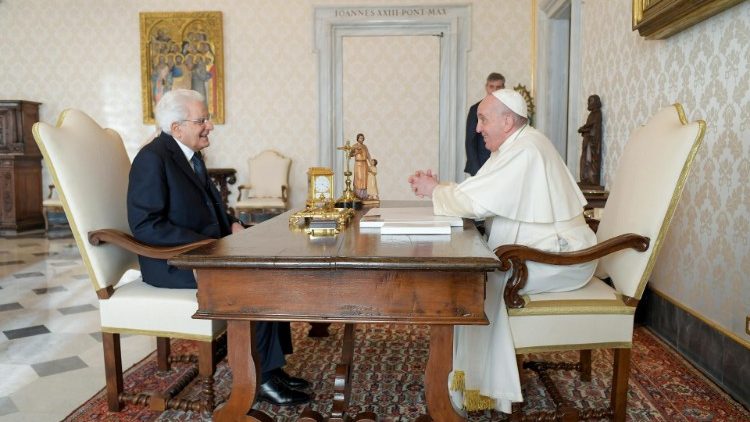 President Sergio Mattarella at the Vatican in December