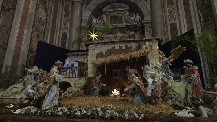 Nativity scene inside Saint Peter's Basilica