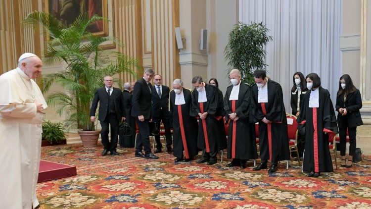 Vatikánvárosi Állam Bíróságának tagjai az audiencián