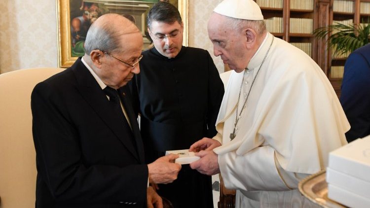Papa Francisco e o presidente do Líbano, Sr. Michel Aoun