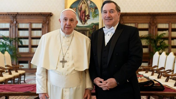 Pope with U.S. Ambassador to Holy See, Joseph Donnelly