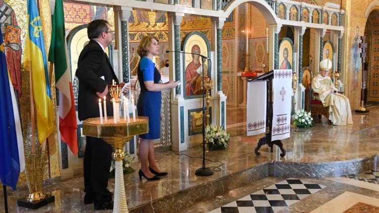 Der ukrainische Botschafter und die EU-Botschafterin beim Heiligen Stuhl