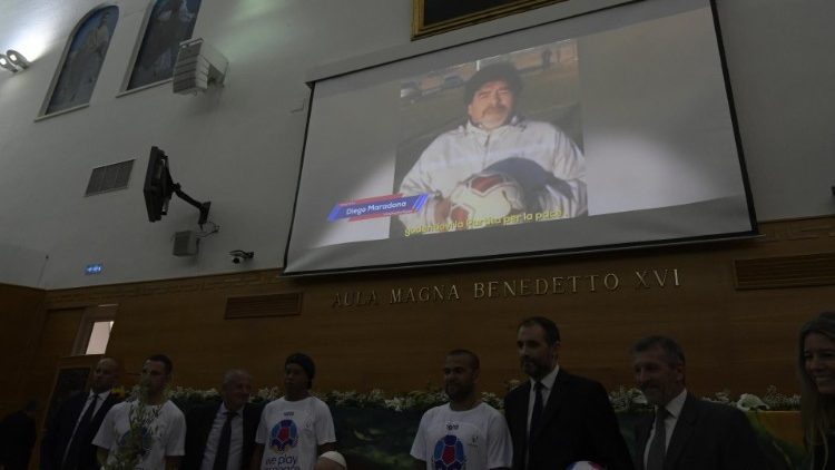 The late Diego Maradona joins with a pre-recorded video message