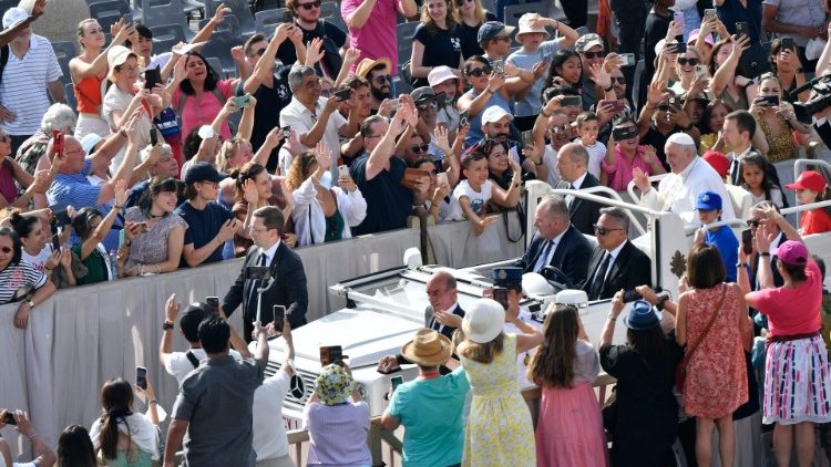 Pope Francis in St. Peter's Square at the weekly General Audience