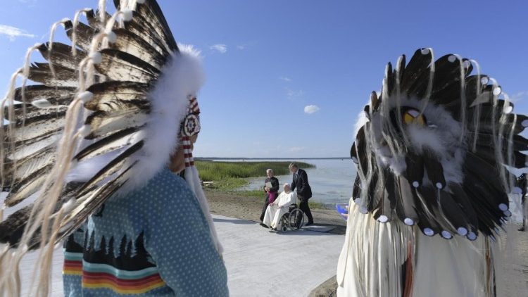 Pope Francis during his "penitential journey" to Canada to meet Indigenous peoples