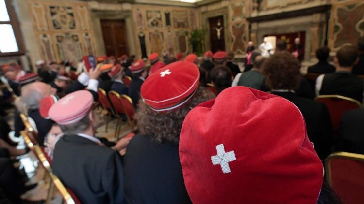 Members of the Swiss Student Association in an audience with Pope Francis