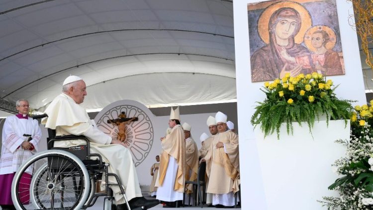 Pope Francis invokes the Queen of Peace during Angelus in Matera