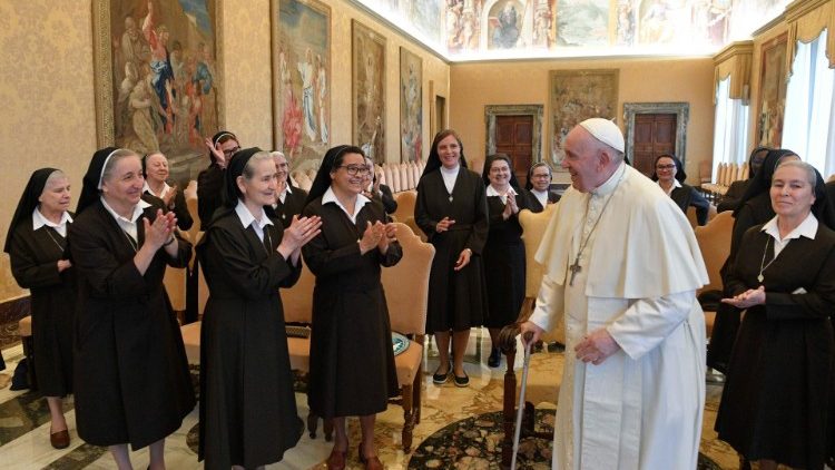 Pope Francis with Capuchin Tertiary Sisters of the Holy Family
