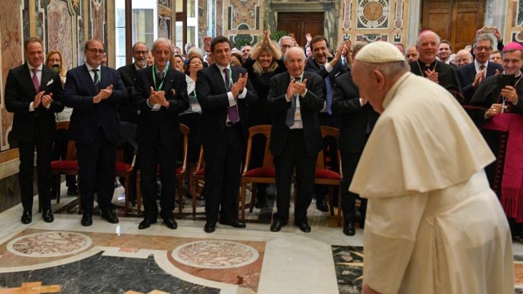 Le Pape François et les participants à l'Assemblée de la Fondation Centesimus Annus Pro Pontefice, le 8 octobre 2022. 