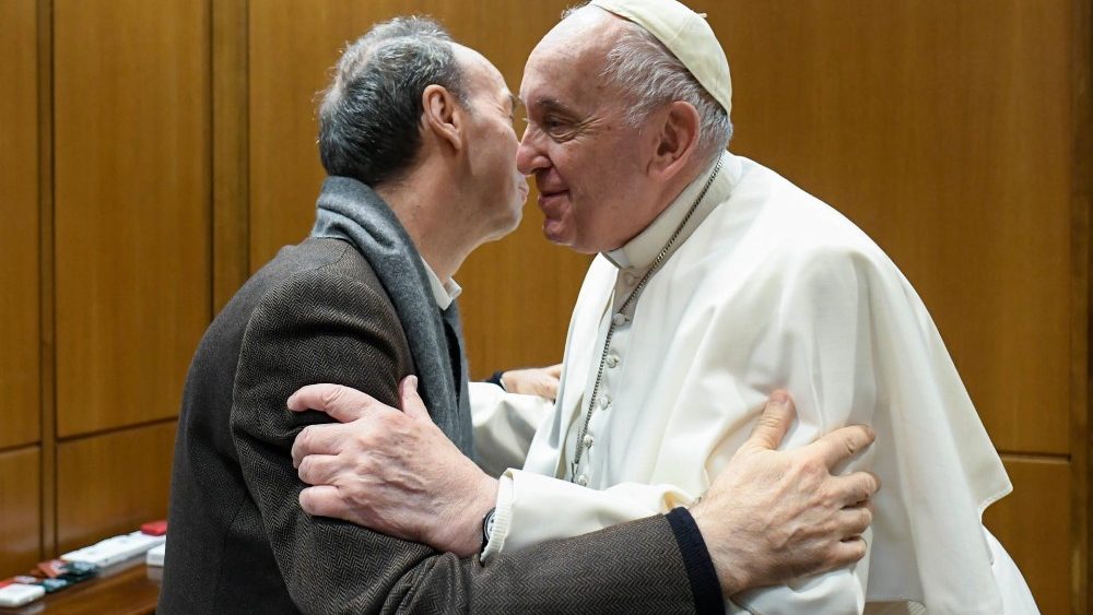 Meeting of Pope Francis and Roberto Benigni at the Vatican