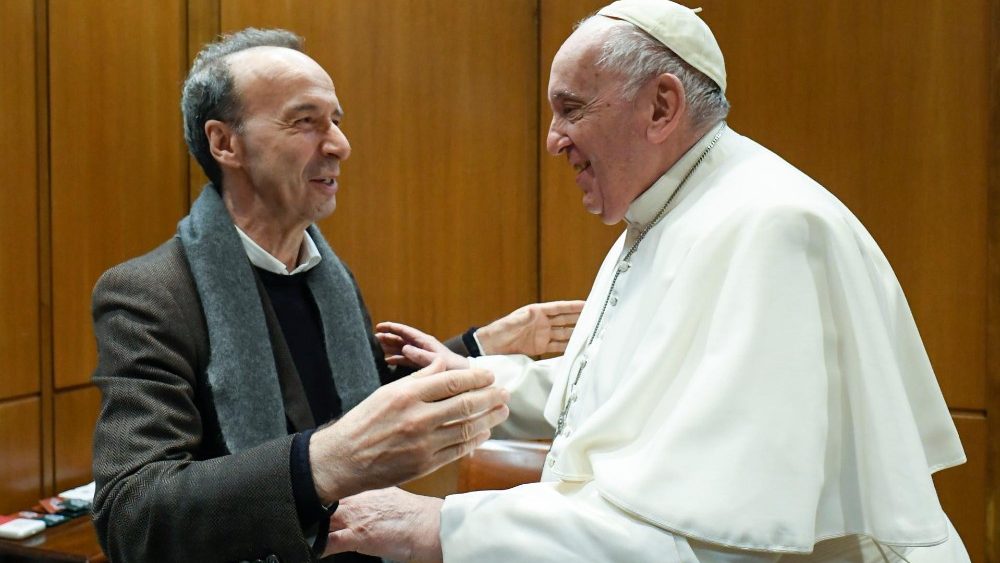 Meeting of Pope Francis and Roberto Benigni at the Vatican