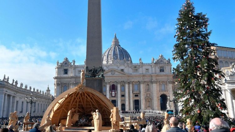 A view of St Peter's Basilica on Christmas Day