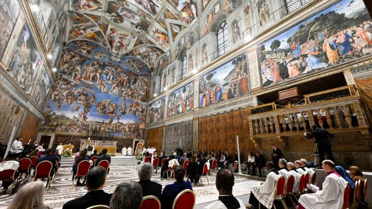 The Pope baptises babies in the Sistine Chapel