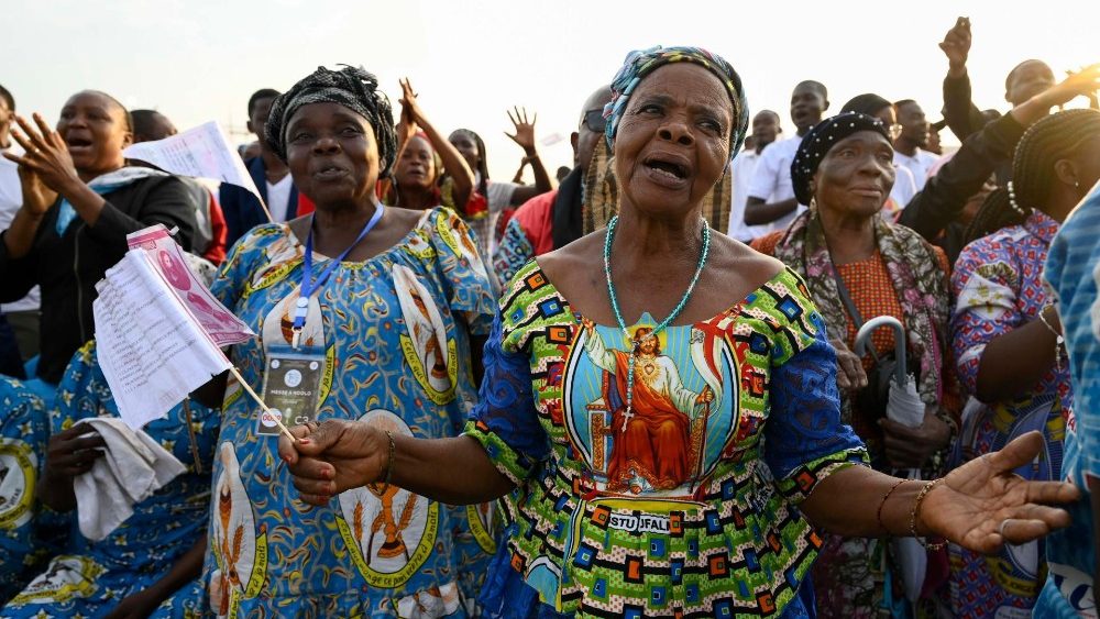Messe clbre prs de l'aroport de N'dolo,  Kinshasa, le 1er fvrier 2023