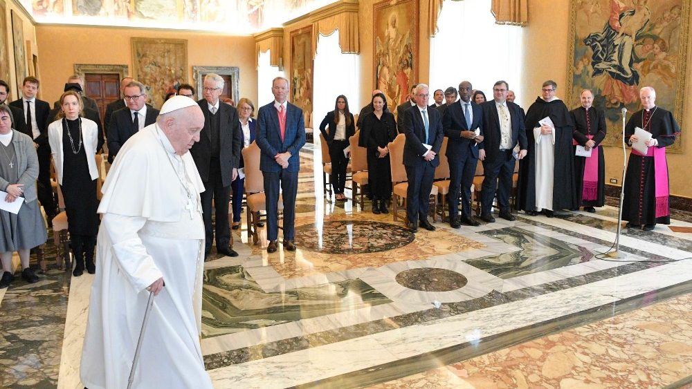 O Papa na audincia aos participantes do encontro "Minerva Dialogues" promovido pelo Dicastrio para a Cultura e a Educa??o (Vatican Media)