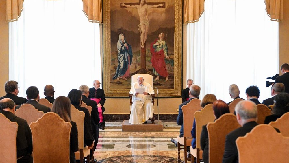 O Papa na audincia aos participantes do encontro "Minerva Dialogues" promovido pelo Dicastrio para a Cultura e a Educa??o (Vatican Media)