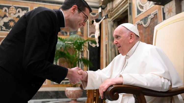 Pope meeting in the Vatican with seminarians and bishops from Calabria, Italy