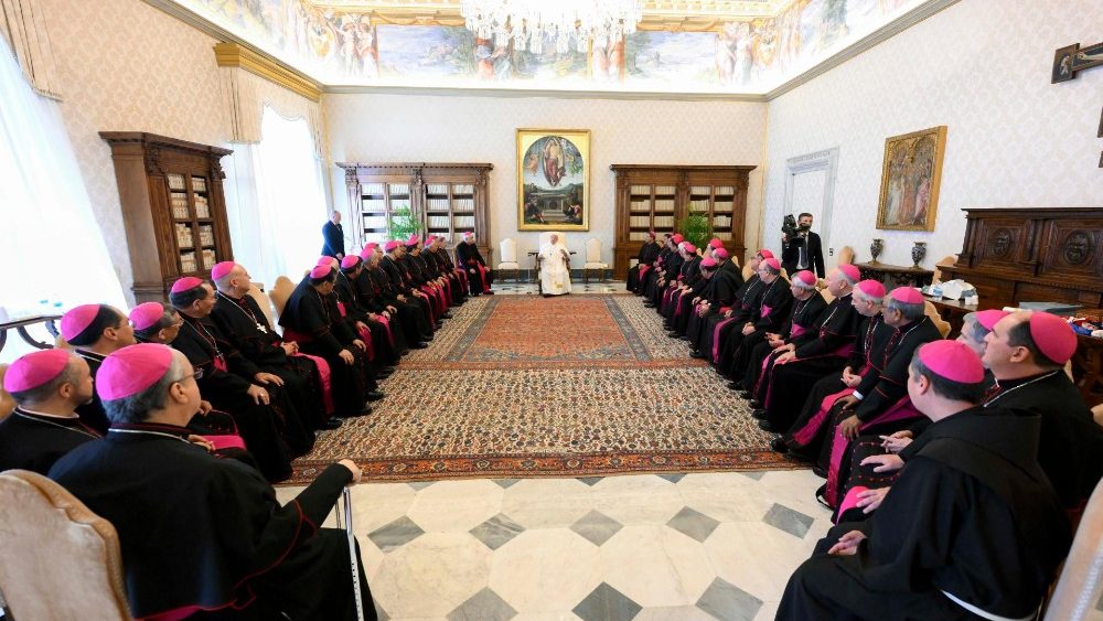 La última visita ad limina de los obispos mexicanos se realizó en 2014 y también estuvo dividida en tres grupos por zonas geográficas: norte, centro y sur. (Vatican Media)