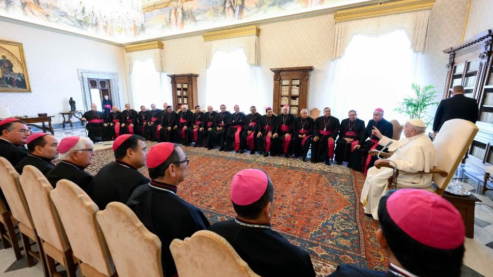 La última visita ad limina de los obispos mexicanos se realizó en 2014 y también estuvo dividida en tres grupos por zonas geográficas: norte, centro y sur. (Vatican Media)