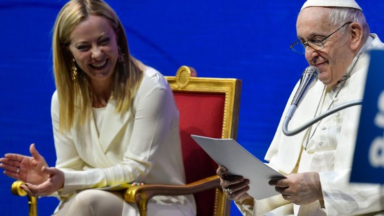 Il Papa e la presidente del Consiglio, Giorgia Meloni