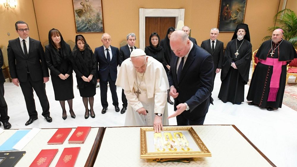 Papa Francisc și o delegație din Bulgaria condusă de președintele Adunării Naționale de la Sofia, Rosen Jeliazkov