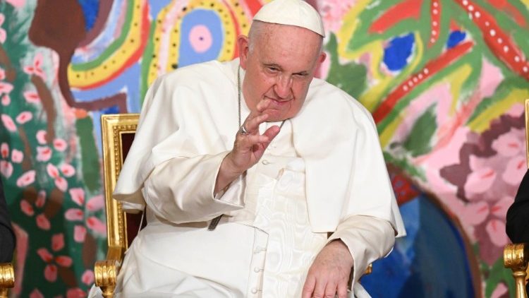Papa Francesco durante l'incontro con Scholas Occurrentes a Roma (maggio 2023)