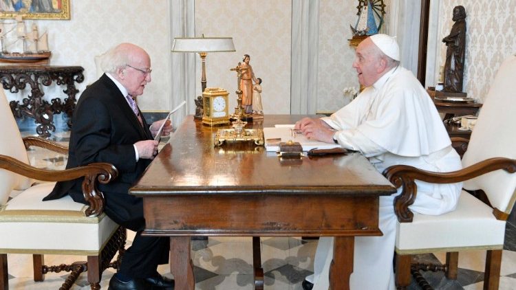 Il Papa e Michael D. Higgins, presidente di Irlanda