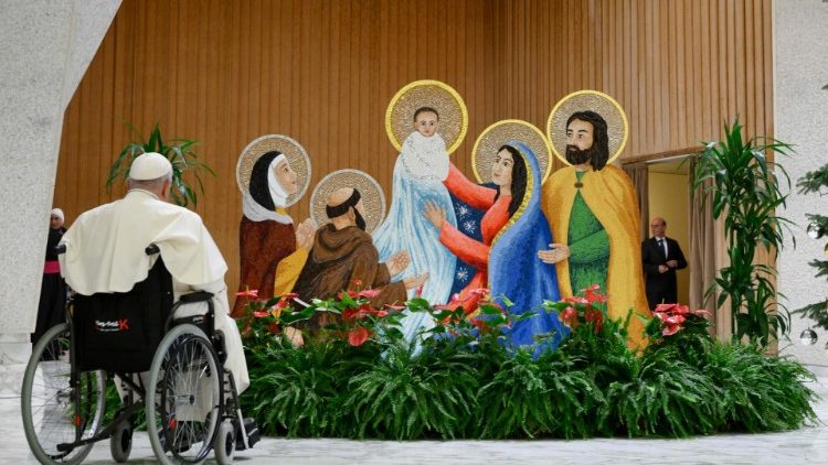 MAP Francis contemplate the Nativity Scene inside the Paul VI Hall during the General Audience