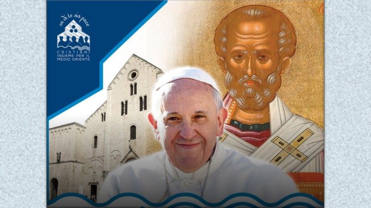 Påven Franciskus i Bari 7 juli för ett ekumeniskt möte för reflektion och bön för fred i Mellanöstern