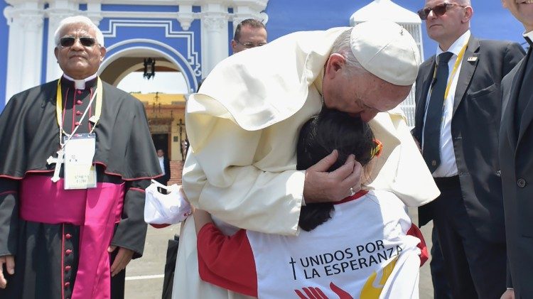 Le Saint-Père lors de son arrivée à Trujillo au Pérou le 20 janvier 2018. 