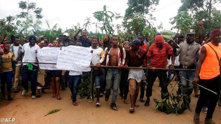(file) Young people protesting in Bamenda