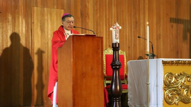 Mgr Urbina Ortega, archevêque de Villavicencio et président de la Conférence épiscopale colombienne, lors d'une messe en mai 2018
