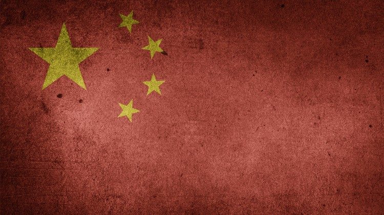 Gemalte Flagge Chinas auf einer Hauswand