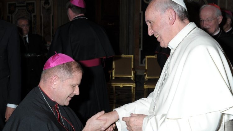Pope Francis with Bishop Robert J. Coyle