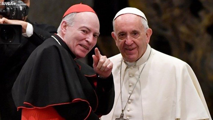 Pope Francis with Cardinal Carlos Aguiar Retes (file photo). On Thursday, Cardinal Aguiar Retes was named Metropolitan Archbishop of Mexico City