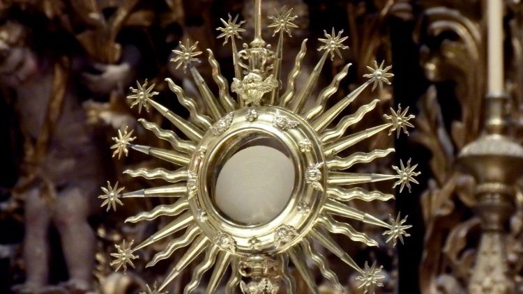  The Eucharist in a monstrance for public worship.