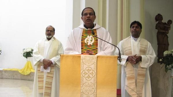 Bishop-designate Peter Paul Saldanha of Mangalore at Mass.