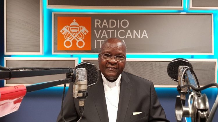Cardinal Paul Ouedraogo during a visit to Vatican Radio