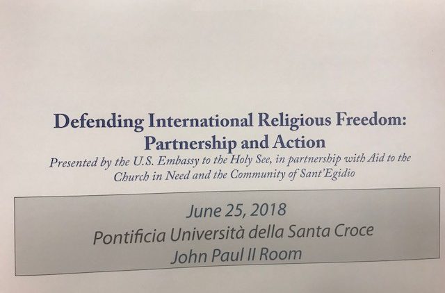 Simposio sulla liberta Religiosa - Pontificia Universita della Santa Croce  25 Giugno 2018
