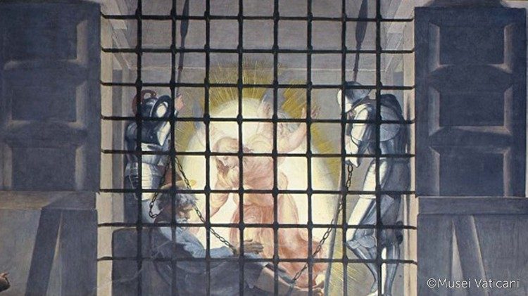 Raffaello Sanzio, Liberazione di S. Pietro, Stanze, Stanza di Eliodoro. Palazzi Vaticani, particolare. ©Musei Vaticani
