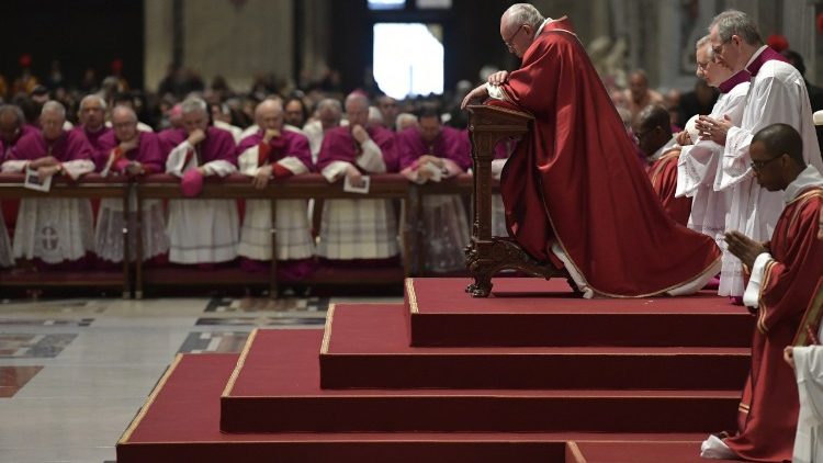 Pope Francis and the Curia during the Celebration of the Lord's Passion