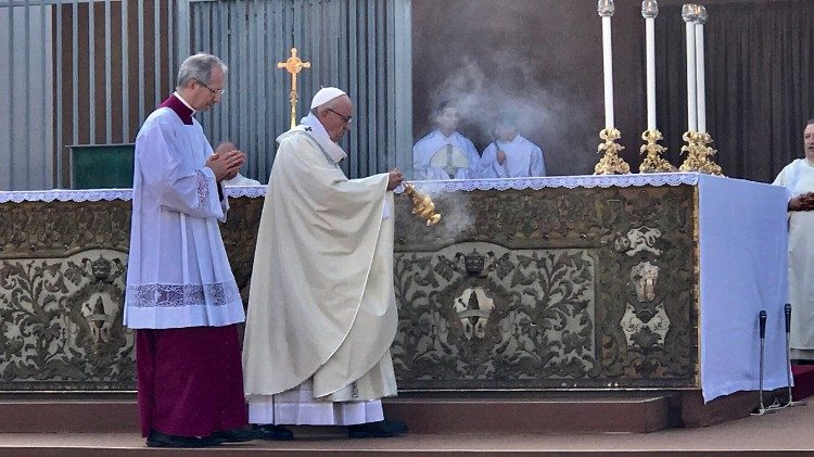 Pope Francis at Mass in the Roman parish of Our Lady of Bonaria in Ostia