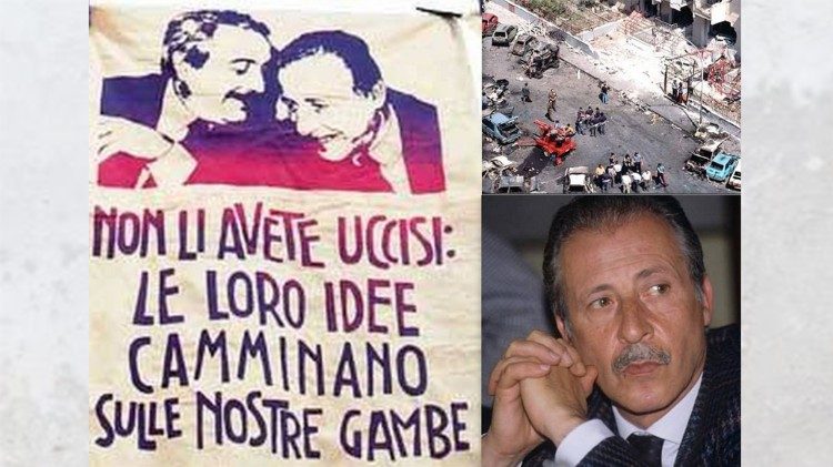 Manifesto che ricorda Paolo Borsellino insieme a Giovanni Falcone 