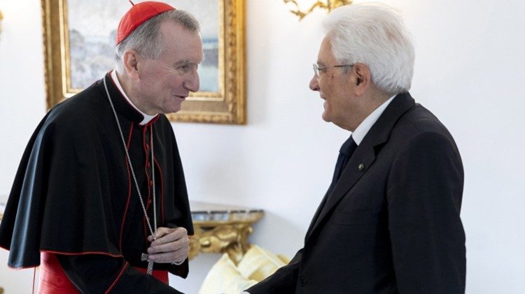 Cardinal Parolin with Italian president Sergio Mattarella (file photo)